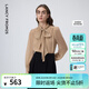 朗姿【朗姿Basic衣櫥】高級感設計感襯衣上衣冬季新款飄帶領(lǐng)襯衫女 淺米色 S