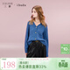 三彩2025秋季新款亮絲針織衫V領(lǐng)毛衫外套開(kāi)衫寬松女 蔚藍色 XL 170/92A