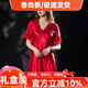 貓惑（MAOHUO）馬年冰絲睡衣高檔睡裙性感仿真絲高級家居服女士禮盒裝情人節禮物 大紅色 XL 【適合115-130斤】