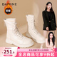 達芙妮馬丁靴女2023新款秋冬短靴女英倫風(fēng)加絨厚底白色單靴子女 白色（薄絨款） 36