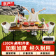 京嚴戶(hù)外桌椅露營(yíng)野餐便攜折疊蛋卷桌子折疊椅野營(yíng)全套裝備月亮椅躺椅 一桌四椅【120cm桌+月亮椅*4】 贈收納袋【便攜折疊】加粗支架