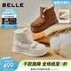 百麗（Belle）厚底增高雪地靴女冬季新款商場(chǎng)同款保暖魔術(shù)貼東北靴E8R1DDD5 米色 39