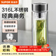 蘇泊爾（SUPOR）玻璃杯大容量商務(wù)辦公杯泡茶杯雙層加厚玻璃水杯車(chē)載杯子 閃耀黑 280ml
