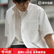 馬登工裝美式復古短袖襯衫男夏日系寬松休閑純棉襯衣透氣疊穿薄外套 白色 2XL