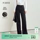 AMII女裝2026春季新款復古做舊洗水工藝棉質(zhì)牛仔長(cháng)褲女寬松闊 黑色 L 165/72A