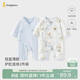 童泰（TONGTAI）嬰兒連體衣夏季薄款純棉新生兒衣服寶寶長(cháng)袖蝴蝶哈衣爬服藍色73cm