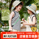 嘟嘟家兒童背心夏裝男童立體卡通無(wú)袖T恤女童透氣吊帶寶寶夏季可愛(ài)上衣 黑白條 90 cm