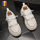 古士旗（GUSKI）輕奢高檔品牌男鞋2026夏季男士白鞋休閑舒適板鞋厚底內增高老爹鞋 白色 38 尺碼偏大，建議拍小一碼