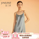 金三塔真絲睡衣女100%桑蠶絲性感可外穿真絲吊帶裙睡裙絲綢睡衣情人節禮 霧霾藍(圓領(lǐng)) XL