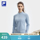 FILA 斐樂(lè )冬季新款健身運動(dòng)半拉鏈瑜伽跑步內搭加絨保暖女子長(cháng)袖T恤 新時(shí)風(fēng)淺藍-BU M 165/84A/M