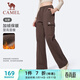 駱駝（CAMEL）加絨運動(dòng)工裝女褲寬松直筒休閑衛褲子 J25CAVL6020 法式棕 XXL