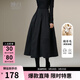晚白【新品】黑色顯瘦a字半身裙冬款百搭顯瘦保暖羊毛大擺半裙 深灰色 M