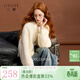 三彩【綿羊毛】2025冬季新款休閑毛呢外套毛絨單面呢寬松M 米白色 M 160/84A