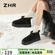 ZHR雪地靴女冬季新款加絨保暖棉鞋女鞋防滑防水厚底短靴女GZ08黑色38
