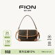 菲安妮（FION）經(jīng)典老花鎖扣小方包女包法棍包單肩斜挎包生日禮物 啡/駝-復古法棍包
