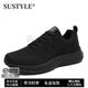 SUSTYLE奢侈高檔品牌高端2025新款運動(dòng)鞋男中老年時(shí)尚透氣輕便休閑鞋男 819全黑 42