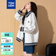 唐獅（TonLion）2025春女立領(lǐng)拼色棒球服外套 淺米灰 L 