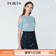PORTS寶姿  新品商場(chǎng)同款女裝簡(jiǎn)約短袖露肩針織上衣SN8K701RKE004 煙波色 L