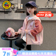 G.duck小黃鴨童裝女童外套春秋新款洋氣兒童衣服女孩休閑上衣中大童風(fēng)衣 粉色字母 140 建議9~10歲【130-140cm】cm