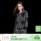三彩2025冬季新款亮絲愛(ài)心針織衫圓領(lǐng)寬松落肩袖套頭衫休閑M 巖灰 M 160/84A