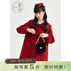 紫涵小A型方領(lǐng)毛呢大衣女冬季學(xué)院風(fēng)門(mén)襟手打蝴蝶結外套 復古紅 M