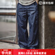 馬登工裝美式m65大口袋休閑褲日系cityboy藍色戰術(shù)束腳闊腿長(cháng)褲子男春 深海藍 L