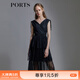 PORTS寶姿春夏新品女裝V-領(lǐng)無(wú)袖中長(cháng)連衣裙SM8D059MLN001 黑色 S (4)