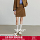 初語(yǔ)半身裙女2025秋季新款復古燈芯絨純棉后松緊腰可露麗風(fēng)短裙 焦糖色 XL