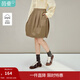 茵曼（INMAN）花苞純棉短款半身裙2026春季女裝新款休閑高級感A字寬松裙子 淺咖色 L