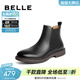 百麗（Belle）戶(hù)外潮搭休閑靴男冬新牛皮革英倫風(fēng)切爾西靴加絨A1690DD4 黑色-單里（亮面款） 43 (265mm)