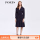 PORTS寶姿商場(chǎng)同款女裝春季V領(lǐng)修身廓形中長(cháng)風(fēng)衣LM8T018KWO014 丈青 XS (2)