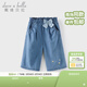 戴維貝拉（DAVE＆BELLA）兒童七分褲女童休閑褲中大童闊腿牛仔褲夏季新款童褲女孩褲子 牛仔藍【現貨】 150 cm（建議身高140-150cm）