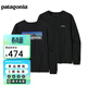 巴塔哥尼亞（Patagonia） 女士棉混紡圓領(lǐng)長(cháng)袖T恤L/S P-6 Logo 37603 BLK S 160/165(CM) 50/56(KG)