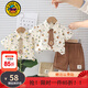 G.duck童裝男童套裝夏季2026新款兒童短袖中小童寶寶1歲衣服襯衫卡通 滿(mǎn)印熊咖啡色aokqscc 90碼建議1~2歲【 80-90】cm