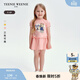 Teenie Weenie Kids小熊童裝25年女寶寶泡泡袖短袖印花連衣裙 粉色 120 cm