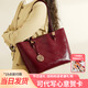 AVALEA SONG紅色手提包包女新娘結婚包托特包大容量通勤包單肩包日?？捎么髿?紅色 送絲巾 女生生日禮物走心送女友送老婆