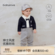 babylove嬰兒連體衣春秋季純棉哈衣男寶寶紳士風(fēng)周歲禮服假兩件衣服 紳士學(xué)院-藍灰 90cm