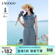 LAGOGO翻領(lǐng)無(wú)袖牛仔連衣裙女拉谷谷2025年春夏新款通勤A(yíng)字裙子 淺牛仔藍 S