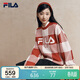 FILA 斐樂(lè )官方馬上起飛情侶長(cháng)袖毛衣女編織衫休閑棋盤(pán)格套頭上衣男
