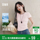 森馬（Semir）短袖t恤女短款修身圓領(lǐng)內搭26夏涼感收腰V領(lǐng)上衣辣妹109326100003