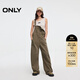 ONLY2025秋季新款復古寬松高腰直筒長(cháng)褲牛仔背帶褲牛仔褲女|12517M001 E06蘆薈綠色 L L標準褲長(cháng)