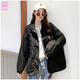 馨顏春秋外套女韓版ins寬松原宿風(fēng)復古港味長(cháng)袖學(xué)生2026新款夾克風(fēng)衣 黑色(單層)  M 建議95-105斤