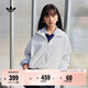adidas復古寬松側開(kāi)排扣運動(dòng)連帽夾克外套女裝秋季阿迪達斯三葉草   亮白   M