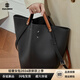 杜羅倫（DULOREN）菜籃子包女通勤單肩小眾手提包大容量新款真皮包包女感水桶包 黑色 口41底17*17*33