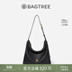 BAGTREE【明星同款】包包樹(shù)圖南頭層植鞣牛皮hobo女包單肩腋下通勤斜挎包 黑色-中號 高級小眾