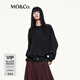 MO&Co.衛衣2025秋新品棉質(zhì)美式鉆飾懷舊洗水落肩輕搖滾風(fēng)MBE3SWST01 深灰色 建議和客服確認尺碼哦 S /160 建議和客服確認尺碼哦