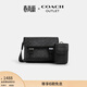 蔻馳（COACH）奧萊男士男包經(jīng)典標志LEAGUE混合型斜挎包單肩包 QB/炭黑色/黑色