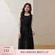纖莉秀【可拆卸腰帶無(wú)袖連衣裙】大碼女裝顯瘦背心裙胖mm春裝新款0756 黑灰色 3XL