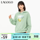 LAGOGO清新印花減齡綠色衛衣女拉谷谷春秋季新款休閑連帽寬松上衣 綠色(L2) L 165/40