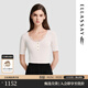 歌力思（ELLASSAY）2026新款云上舞白萊賽爾蕾絲拼接圓領(lǐng)修身套頭針織衫女EWB371M008 純凈白 XS